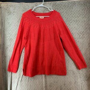 Evri Womens 0X Sweater Red Fair Isle Round Neck Acrylic Nylon Blend
